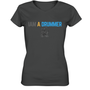 Iam a Drummer Ladies Organic V-Neck Shirt